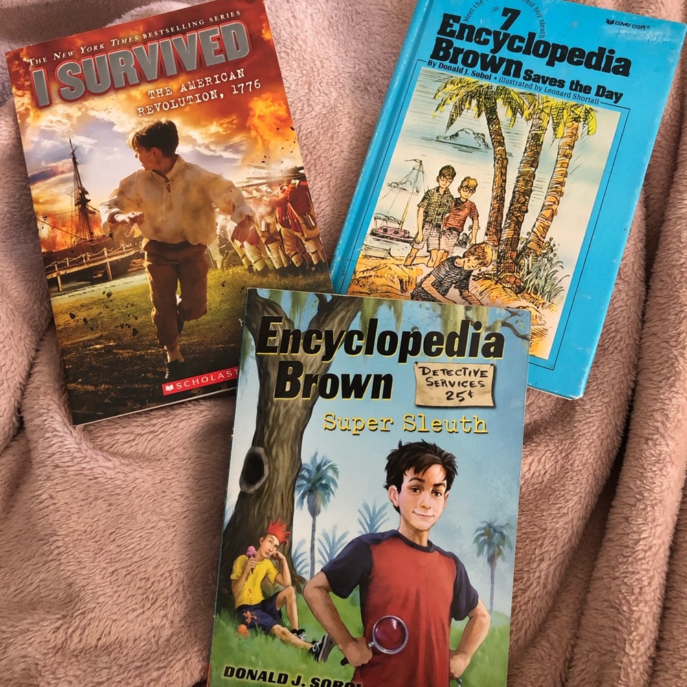 Kids book bundle Encyclopedia Brown and “I Survived”
